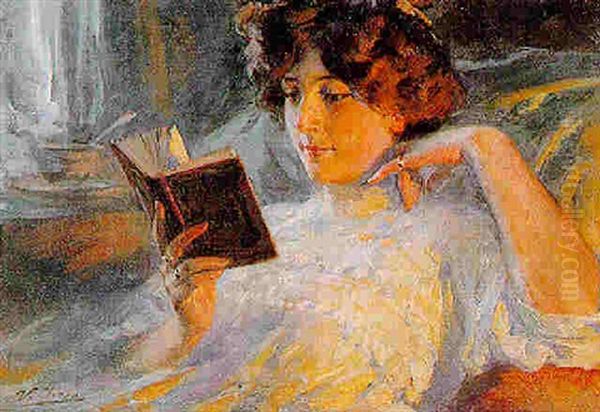 Liseuse Oil Painting by Ulpiano Checa y Sanz