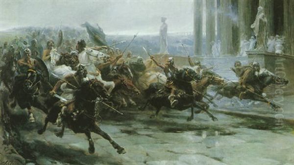 The Charge Oil Painting by Ulpiano Checa y Sanz