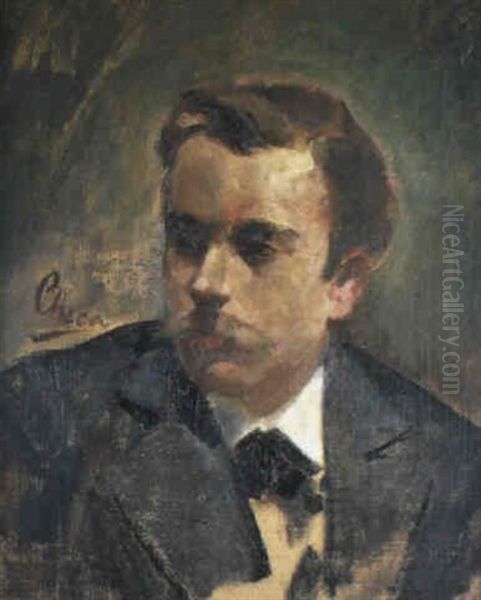 Retrato De Cecilio Pl  A Los 20 Anos Oil Painting by Ulpiano Checa y Sanz