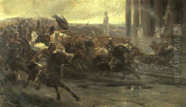 La Invasion De Los B Rbaros Oil Painting by Ulpiano Checa y Sanz