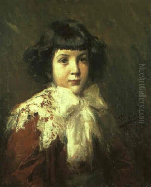 El Nino Del Lazo Blanco Oil Painting by Ulpiano Checa y Sanz