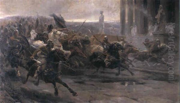 La Invasion De Los Barbaros Oil Painting by Ulpiano Checa y Sanz