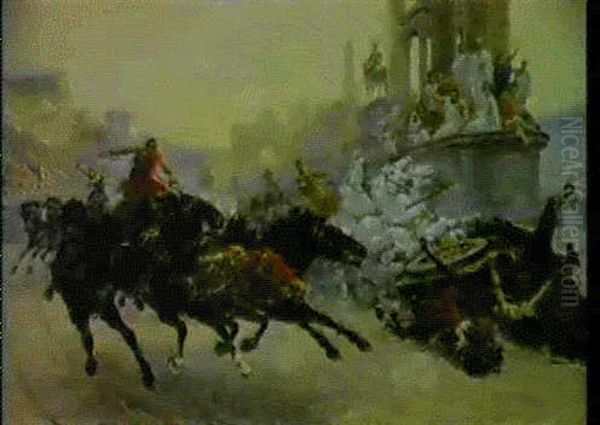 Course De Chars A Rome Oil Painting by Ulpiano Checa y Sanz