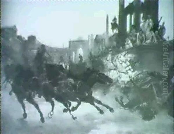 Course De Chars, Rome Oil Painting by Ulpiano Checa y Sanz