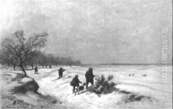 Treibjagd Auf Hasen Oil Painting by Adolf Chelius