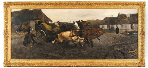 Proba Czworki Oil Painting by Josef Chelmonski