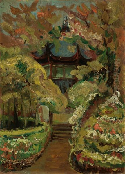Zhongshan Park At West Lake (1929 Works) Oil Painting by Chen Cheng-Po