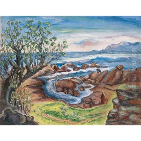 Maobitou Cape - The Sound Of The Waves Oil Painting by Chen Cheng-Po