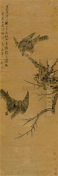 Two Eagles Oil Painting by Chen Chun