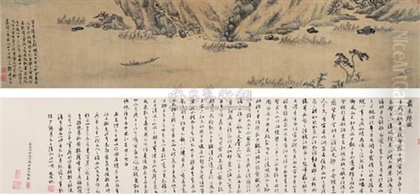 Landscape And Calligraphy Oil Painting by Chen Chun