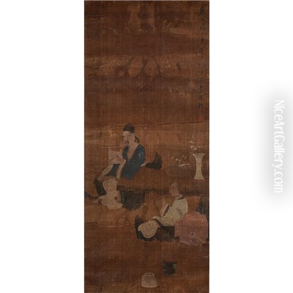 A Chinese Painting Of Scholars Oil Painting by Chen Hongshou