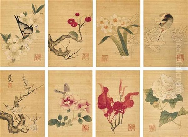 Insects And Flowers Oil Painting by Chen Hongshou