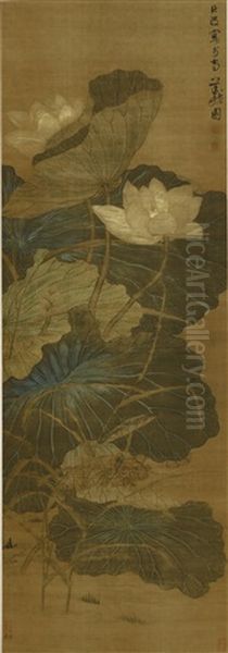 Lotus Oil Painting by Chen Hongshou