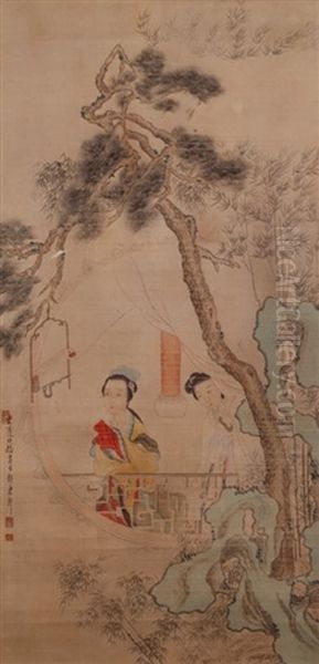 Ink & Color Scroll Painting Oil Painting by Chen Hongshou