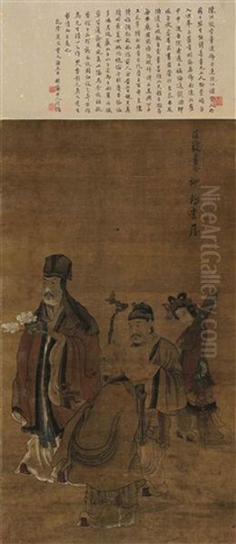 Presenting Birthday Gifts Oil Painting by Chen Hongshou