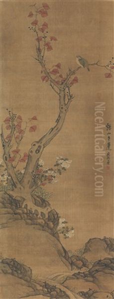 Oriole And Daisies Oil Painting by Chen Hongshou