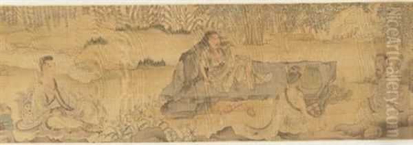 Seven Sages Of The Bamboo Grove Oil Painting by Chen Hongshou