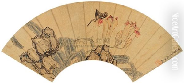 Butterfly Love Flowers Oil Painting by Chen Hongshou