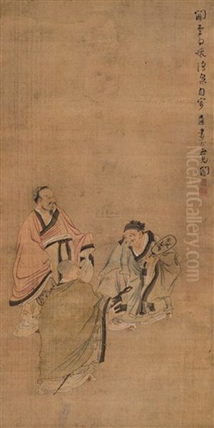 A Lesiurely Gathering Oil Painting by Chen Hongshou