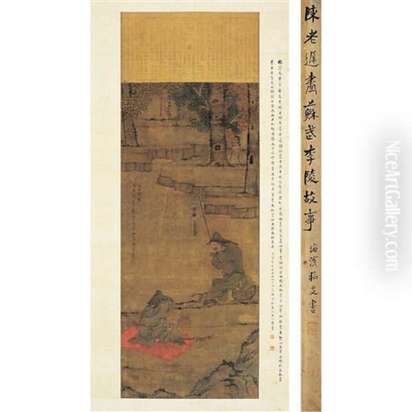 Su Wu And Li Ling Oil Painting by Chen Hongshou