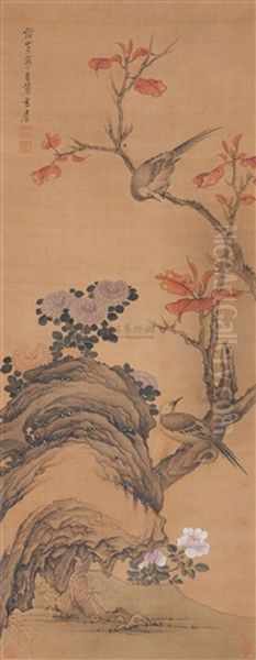 Flowers And Birds Oil Painting by Chen Hongshou