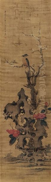 Flower And Bird Oil Painting by Chen Hongshou