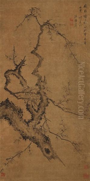 Plum Blossoms Oil Painting by Chen Jiru