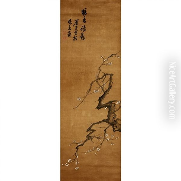 A Chinese Painting Of Prunus Tree Oil Painting by Chen Jiru