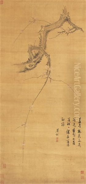 Plum Blossom Branch Oil Painting by Chen Jiru