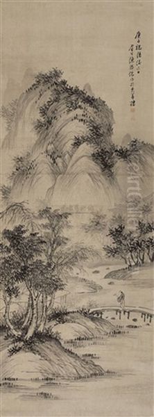 Character And Landscape Oil Painting by Chen Jiru