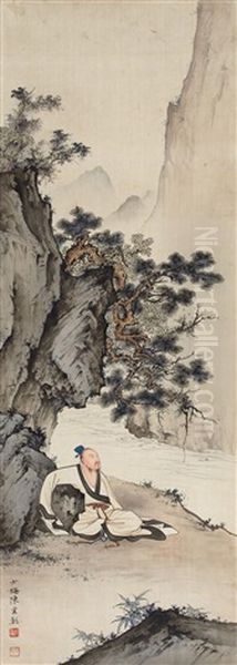 Lying On Mountain Beside Brook Oil Painting by Chen Shaomei