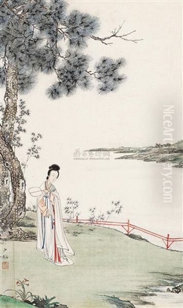 Lady Under The Tree Oil Painting by Chen Shaomei