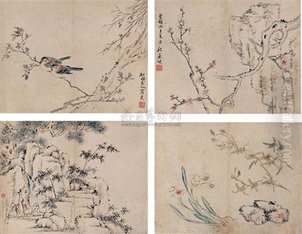 Flowers And Birds Oil Painting by Cheng Jiasui