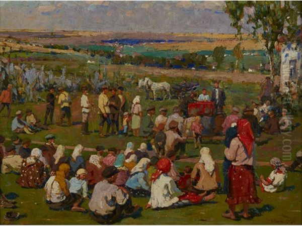 In The Village Oil Painting by Efim M. Cheptsov