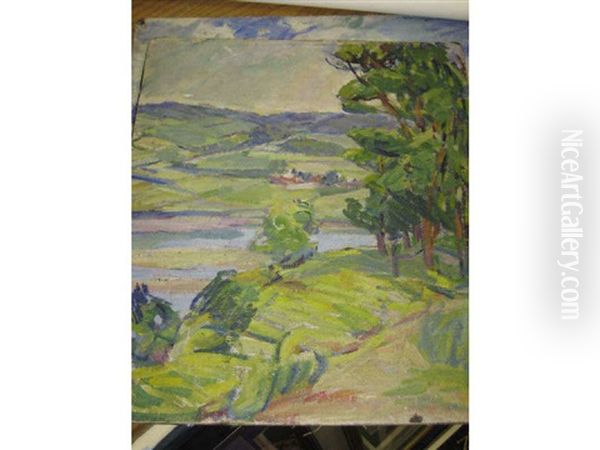 Spring Hillside Landscape Oil Painting by Kathryn E. Bard Cherry