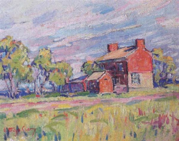 Landscape With House And Trees Oil Painting by Kathryn E. Bard Cherry