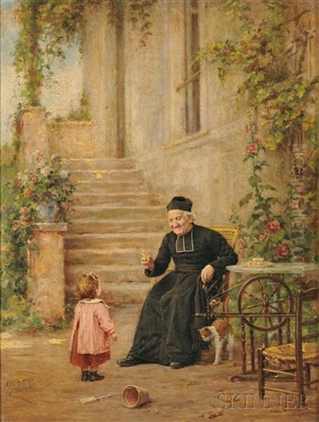 A Treat For Baby Oil Painting by Vincent J.-Baptiste Chevilliard