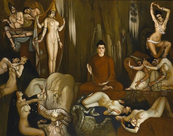 The Temptation Of Buddha Oil Painting by Eduardo Chicharro Y Aguera
