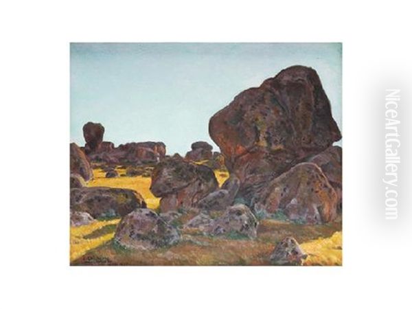 Paisaje Con Rocas Oil Painting by Eduardo Chicharro Y Aguera