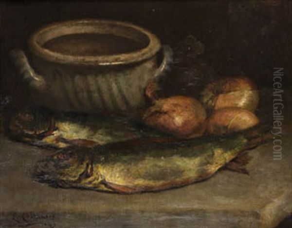 Bodegon Oil Painting by Eduardo Chicharro Y Aguera