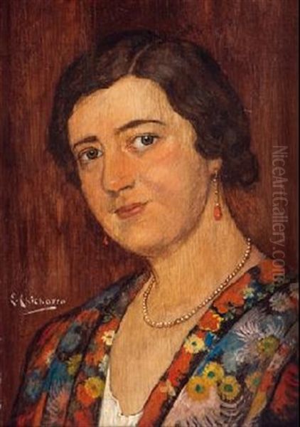 Retrato De Senora Oil Painting by Eduardo Chicharro Y Aguera