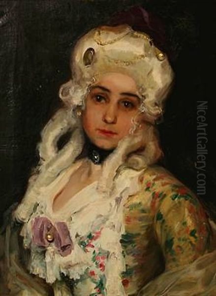 A Portrait Of The Spanish Actress Maria Ana De Jesus Guerrero Torija Oil Painting by Eduardo Chicharro Y Aguera