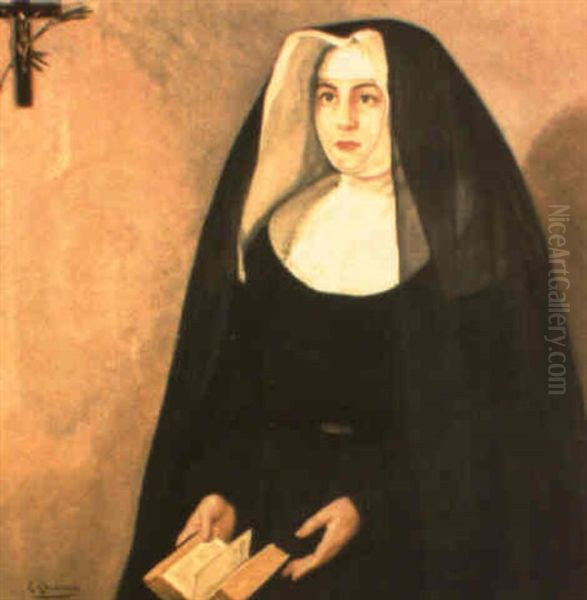 Monja Oil Painting by Eduardo Chicharro Y Aguera