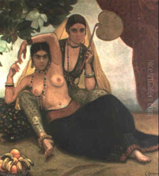 Odaliscas Oil Painting by Eduardo Chicharro Y Aguera