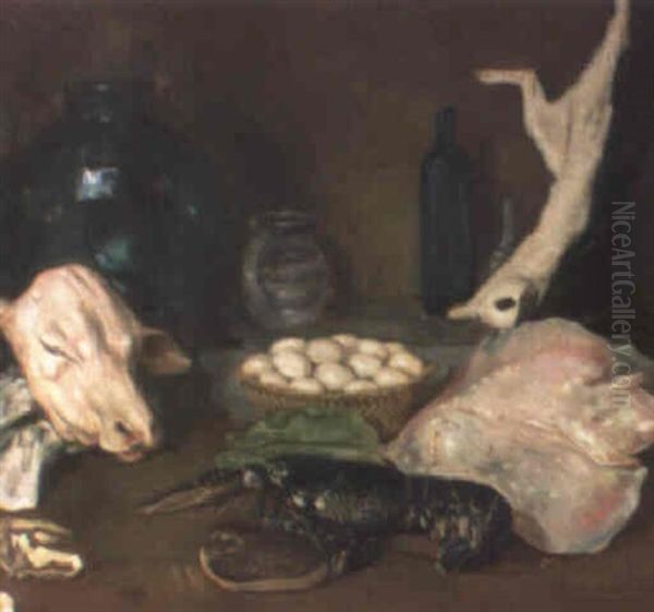 Bodegon Oil Painting by Eduardo Chicharro Y Aguera