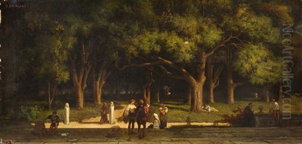 Dans Les Jardins Medicis Oil Painting by Francois Nicolas Chifflart