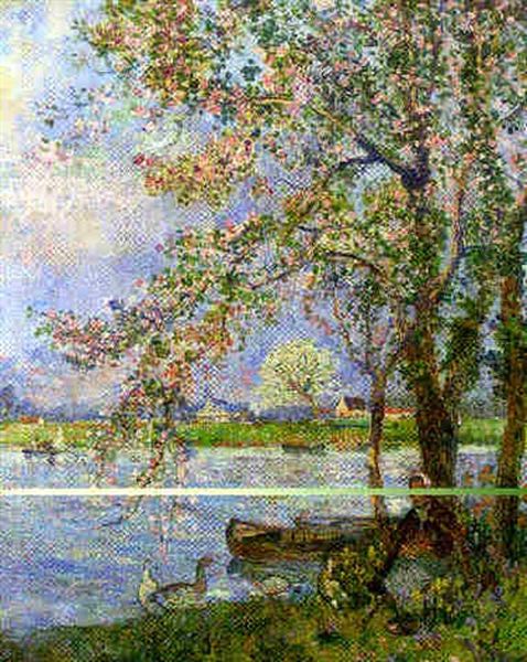 Ponmier Et Barque Oil Painting by Eugene Chigot