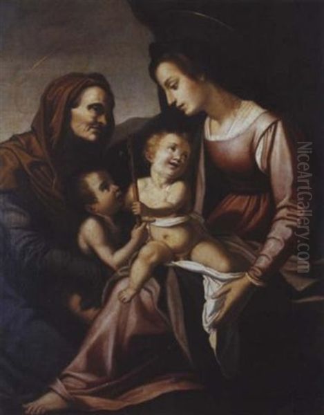 The Madonna And Child With The Infant Saint John The Baptist And Saint Elizabeth Oil Painting by Jacopo (da Empoli) Chimenti