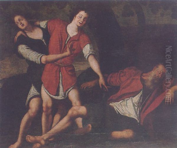 The Drunkeness Of Noah Oil Painting by Jacopo (da Empoli) Chimenti