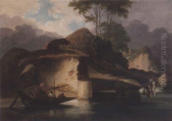 At The River's Edge, India Oil Painting by George Chinnery